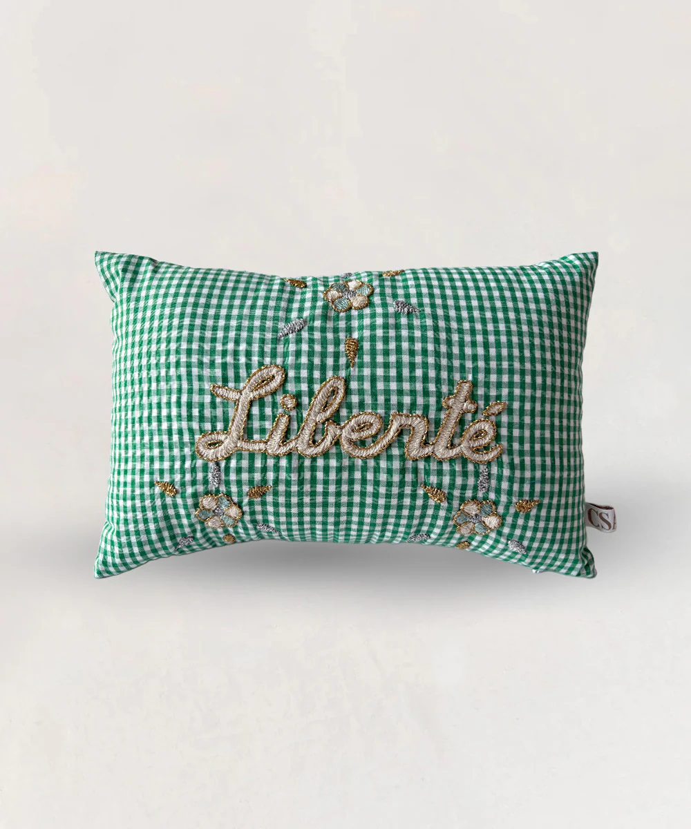 Le Mini Embroidered Pillow - Liberté